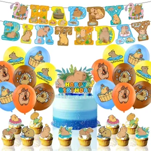 Capybara Birthday Party Supplies Capybara Happy Birthday Banner Cake Cupcake Toppers Balloons Baby Shower DIY Party Supplies
