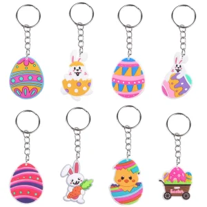 Carabiner Rubber Easter Theme Key Rings Support Custom Different Color Anime Cartoon Waterproof Lightweight UV Printed