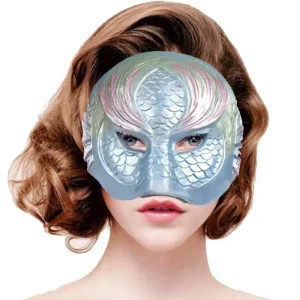 Carnival Ball Mask Blue European and American Style Halloween Cosplay Bar Decoration Mermaid Prop Polyurethane One Size