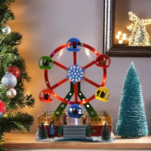 Carnival Big Ferris Wheel with LED Lights and Moving Gondolas Plastic Christmas Decorative Item
