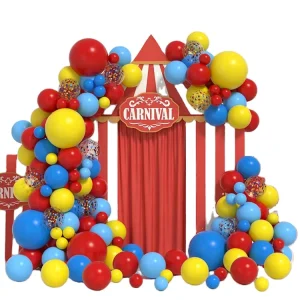 Carnival Circus Balloons Arch Garland Kit Yellow Red Blue Latex Balloons Toys Paw Set for Kids Birthday Party Decorations