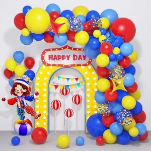 Carnival Circus Red Blue Yellow Balloons Arch Garland Kit Globos Party for Kids Birthday Baby Shower Party Decorations