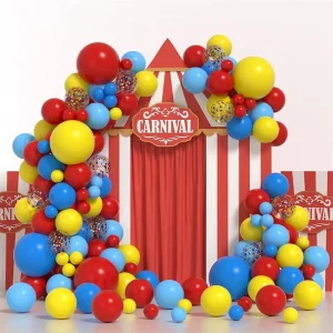 Carnival Circus Theme Party Balloon Garland Arch Set Red Blue Yellow Latex Kids Birthday Balloons Decoration