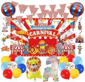 Carnival Circus Theme Party Hanging Pennant Banners Poster Streamers Paper Balloons Toy Gift Helium Confetti Balloons Decor