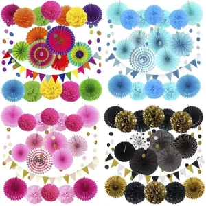 Carnival Colorful Paper Flowers Decoration Festive Party Decor Mardi Gras Theme Arrangements