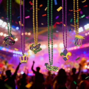Carnival Costume Accessories Mardi Gras Bead Necklace Mardi Gras Decoration Colorful Bead Necklace Festive Accessories
