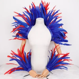 Carnival Halloween Natural Feather Shoulder Shrug Shawl Samba Costume Feather Shoulder Wrist Set