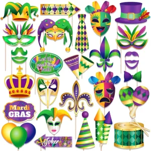Carnival MARDI GRAS Theme Party Decorations Photo Booth Props