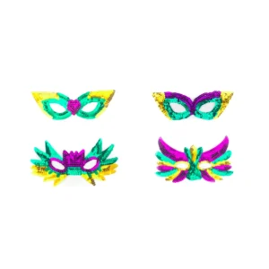 Carnival Masquerade Glitter Mask for Mardi Gras Party Sequin Face Masks with Accessories Party Decorations