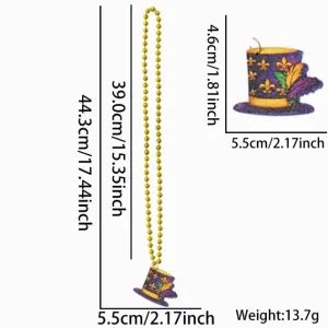 Carnival Necklace purple Gold Green Plastic Bead Chain Party Decoration Top Hat Style Pendant Necklace Jewelry