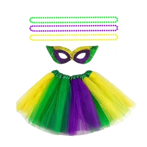 Carnival Party Costume Supplies Carnival Skirt Sequin Mask Necklace Favors Mardi Gras Beads Necklaces Decoration