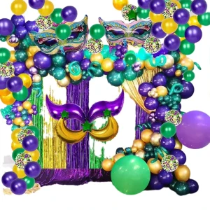Carnival Party Decorations Festive Supplies Mardi Gras Masks Beads Theme Party Decor