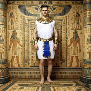 Carnival Party Halloween Role Play Ancient Egyptian Pharaoh Nile King Men Costume Classic Style PET Material