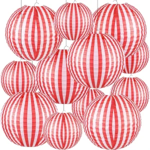 Carnival Red and White Striped Paper Lantern Decoration Circus Theme Children’s Birthday Party Hanging Paper Lantern Decoration