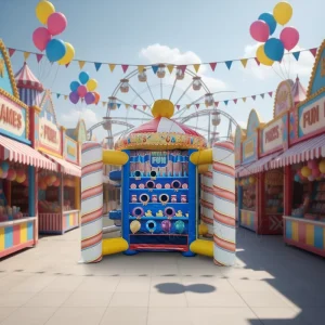 Carnival Themed Inflatable Ball Toss Game Circus Style Interactive Target for Party Events
