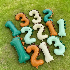 Cartoon Balloons Dinosaur Shape Number Foil Balloon Digit Animal Globos for Children’s Day Baby Shower Party Supplies