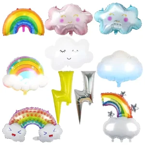 Cartoon Foil Balloons Smiling Cloud Sunglasses Sun Tassel Cloud Matte Rainbow