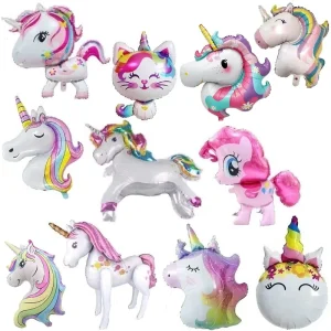 Cartoon Foil Balloons White Horse Balloon Cute Girl Kids Toy Happy Birthday Party Decorations