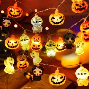 Cartoon Halloween Led Lamp Witch Cat Grim Reaper Style Warm White Twinkle Light Hanging For Festival Event Decoration Light