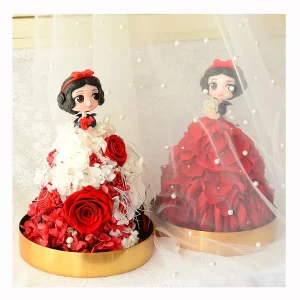 Cartoon Snow White Preserved Rose in Glass Dome Graduation Gift Eternal Flower Gift Box