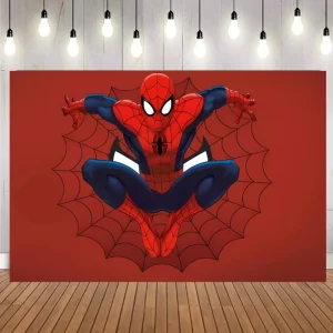 Cartoon Spider Man Themed Photography Backdrops Banner for Boys Kids Birthday Party Decoration Photo Background