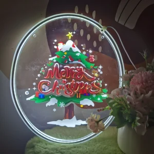 Carved Neon Lights Glow Outside Christmas Atmosphere Decoration Business Office Romantic Children’s Festival Christmas Tree