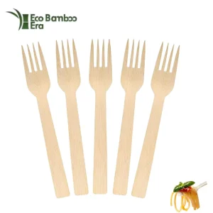 Casual Restaurant Tableware Disposable Bamboo Wood Forks 170 mm Length Customized Size Fruit and Dessert Pasta Dinner Forks