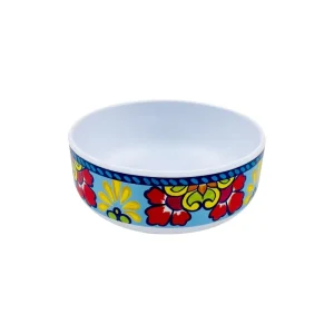 Catering Grade Heavy Duty Dishwasher Safe BPA Free Mediterranean Folk Art Design Round Deep Melamine Salad Bowl