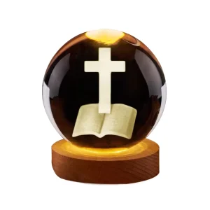 Catholic Cross Crafts Religious K9 Crystal Ball Tabletop Ornament Decoration Bedroom Light Gifts Wedding Gifts Christmas Gifts