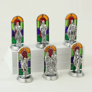 Catholic Religious Metal Crafts Holy Son Virgin Mary Angels Display Stands Cross Ornaments Decorative Pieces