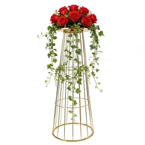 Centerpiece Flower Stand Tables Metal Gold Wire Floral Holder Glamorous Reception Table Decor for Wedding Valentine’s Day