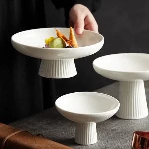 Ceramic Dessert Plate White Ceramic Dessert Plate Retro Tableware Porcelain Dining Ceramics Plate for Cake Desserts