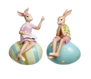 Ceramic Easter Bunny Decorations, 2-Piece Set