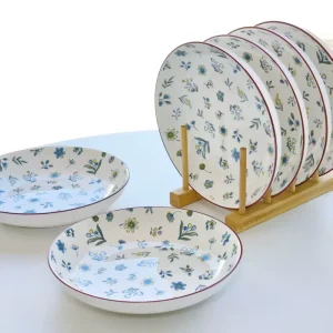 Ceramic Plate Household Ceramic Tableware Stir fry Plate Salad Plate Underglaze Color Fresh and Small Dish Fruit Plate