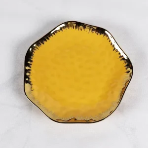 Ceramic Porcelain Dinner Set Electroplated Gold Customizable Colors Custom Logo Dishwasher Safe Modern Luxury Gift Tableware