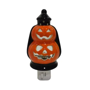 Ceramic Pumpkin Night Light 360 Degree Rotation Direct Electrical Plug Halloween Pumpkin Light Decorations