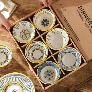 Ceramic Tableware Bowl Dish Set Bowls Chopsticks Gift Box Pack China Opening Event Wedding Favors Real Estate Small Gifts Light
