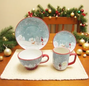 Ceramic Tableware Set Christmas Winter Scene Dinnerware Sets for Holiday Parties