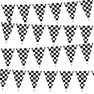 Checkered Racing Pennant Banner Festival Celebrations Racing Theme Party Supplies Decoration Polyester Reusable Lightweight