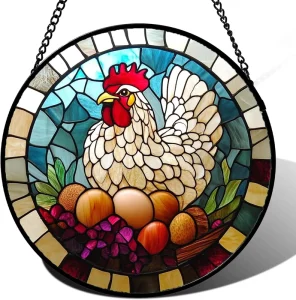 Chicken and Eggs Themed Irregular Shaped Jigsaw Pieces Window Hanging Ornament DIY Home Garden Acrylic Puzzle Suncatcher