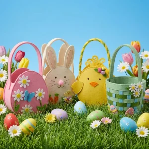 Child Eco friendly Reusable Portable Felt Easter Candy Bags 3D Animal Design Basket Handheld Gift Tote for Easter