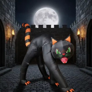 Child Halloween Waterproof Giant Black Cat Inflatable Decoration Outdoor with Light