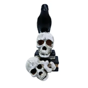 Child Resin Crow Skull Lamp Ornament Hot Selling New Arrival Halloween Decoration Battery Powered Indoor Outdoor