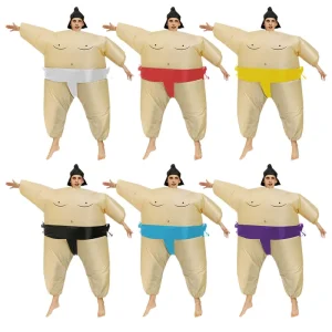 Children Adult Funny Sumo Wrestling Fat Suit Blow Cartoon Inflatable Costume Cosplay Party Costume Made In China In Stock