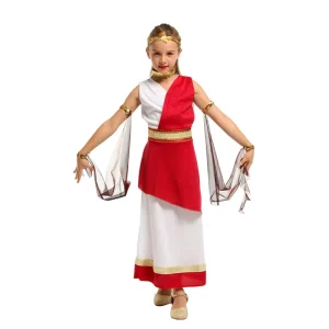 Children Greek Goddess Athena Outfit Athena Princess Cosplay Dress Halloween Masquerade Costume for Girls