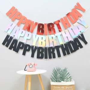 Children’s Birthday Party Supplies Happy Birthday Letter Flag Banner Golden Flower Pendant Ins Decorative Anniversaries