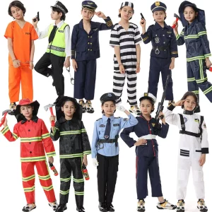 Children’s Cosplay Halloween Role Play Dress up Explorer Gardening Doctors Nurse Firefighter Costume Set for Kids