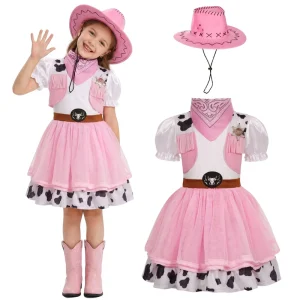 Children’s Girls’ Western Denim Pink Halloween Holiday Party Costume