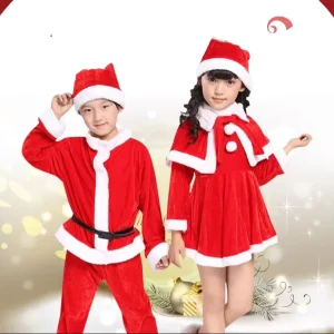 Children’s Photography Props Red Christmas Costumes Festive Party Clothes Christmas Suits Boys and Girls Christmas Costumes