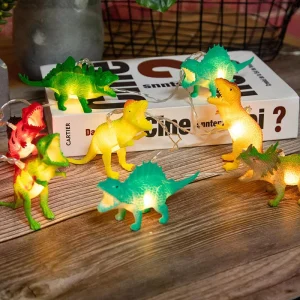 Children’s Room Small Dinosaur Figures Decoration Cartoon LED String Lights Set 10LEDS IP44 Plastic Indoor Battery Operated